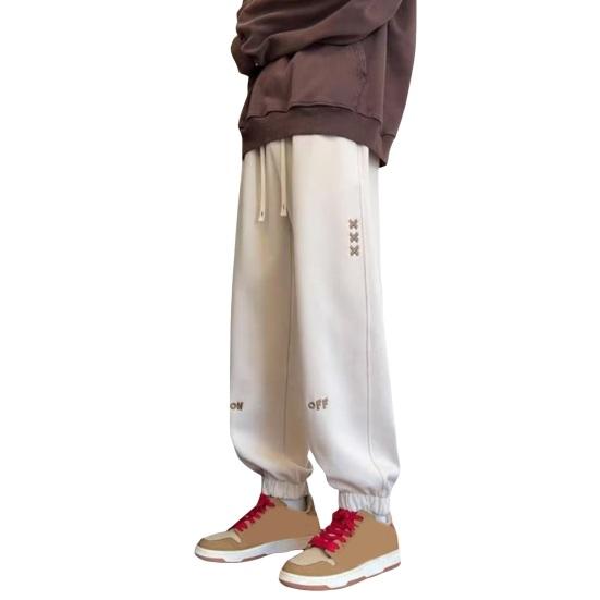 

Весна Осень Мужские Спортивные Штаны Свободные Затягивающиеся Эластичные Талии Карманы Лента На щиколотке Буквы M абрикосовый