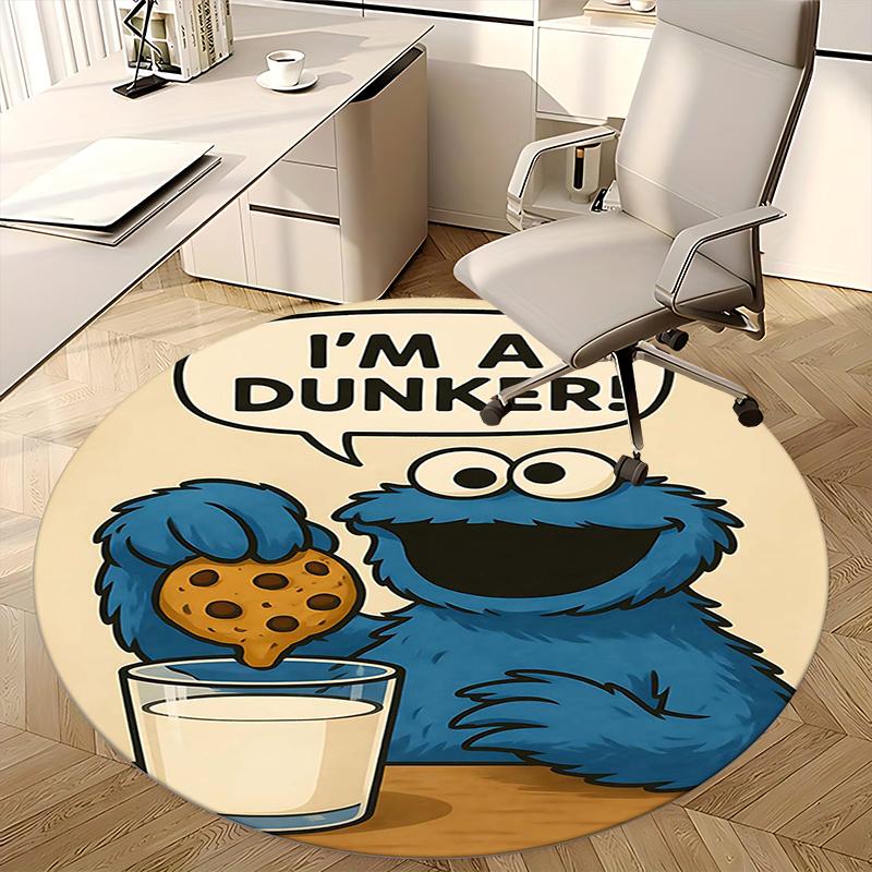 Cookie Monster,Dunking Chair mat Round Rug Office carpet, Machine Washable, Non slip, Suitable for Living Rooms, Bedrooms