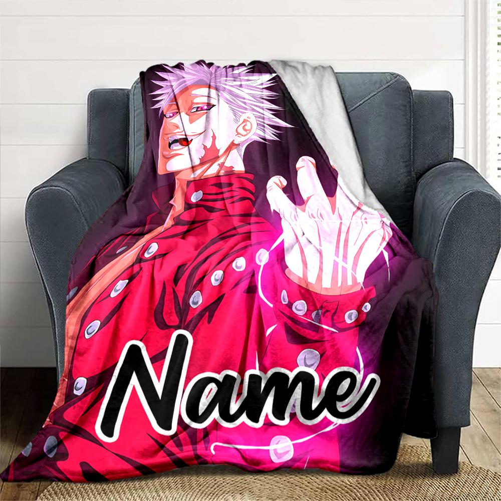 Customizable Seven Deadly Sins3 Throw Blanket – Personalized Name, All-Season Cozy Snug Blanket, Machine Washable, Personalized Blanket