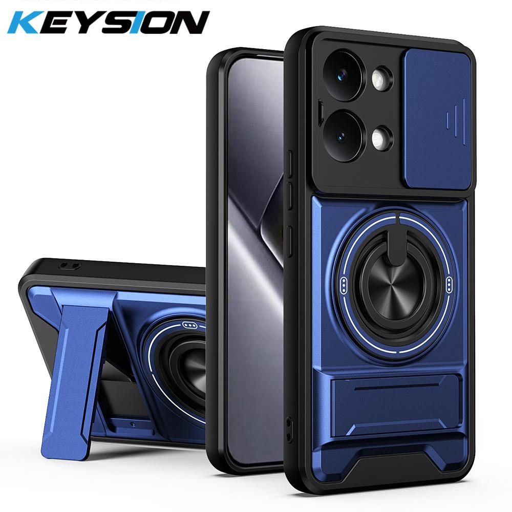 KEYSION Magnetic Phone Case for Xiaomi POCO X8 Pro Max Slide Camera Protection Upright Kickstand 360° Ring Shockproof Back Cover