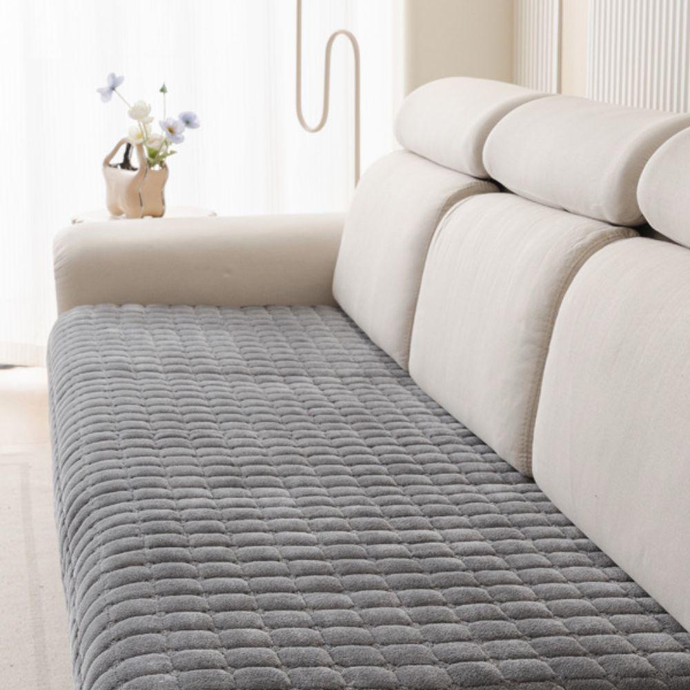 Wear Resistant Plush Flannel Plaid Sofa Cushion Stain-resistant Non-slip Sofa Cover Warm Thickened Couch Cushion Living Room