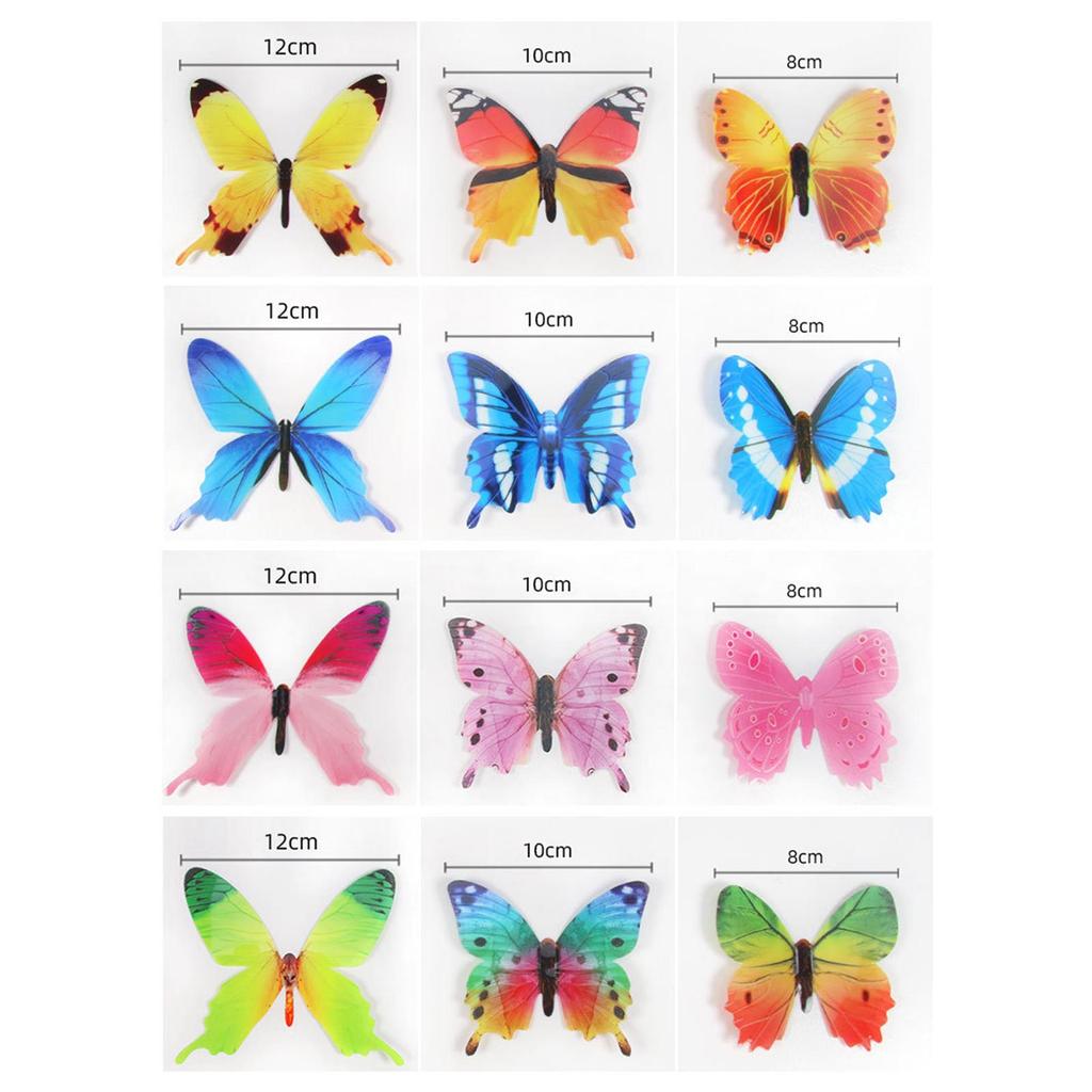 12Pcs Butterfly Stickers Decorative Luminous 3D Butterfly Wall Decals for Doors