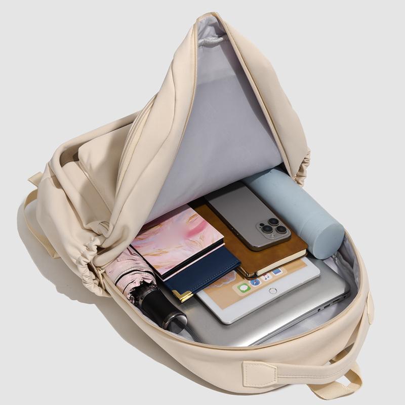 Women's Solid Color Backpack Student Large Capacity Schoolbag Commuter Backpack