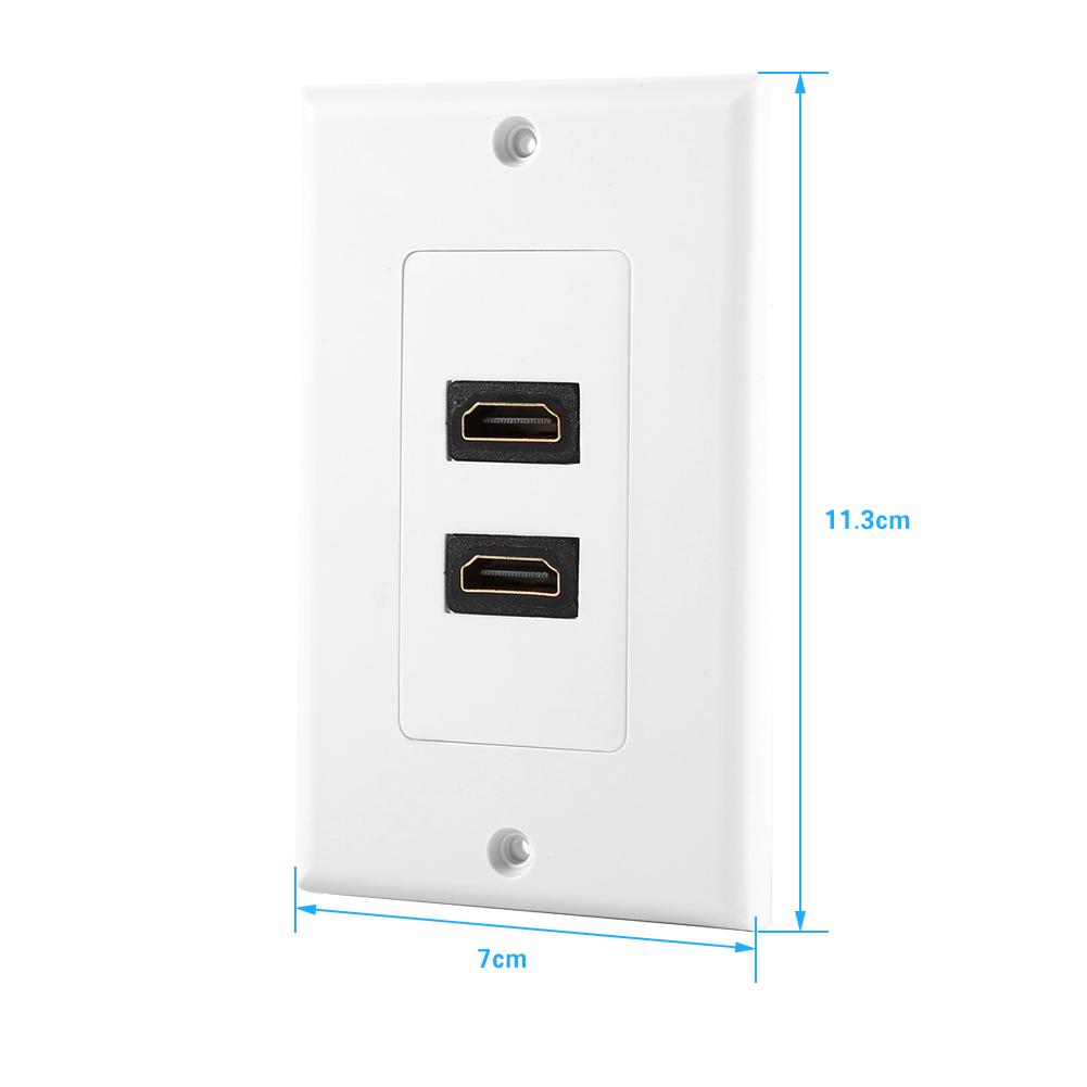  2-fold  Wall Cover 2 Ports  Socket  Wall Plate with Gold-plated High-speed Connections for Home Cinema TV 