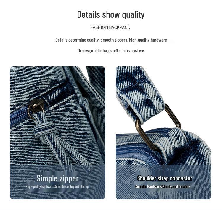 Retro Denim Single Shoulder Crossbody Bag - Large Capacity, Casual & Trendy