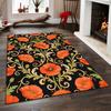 Red Poppy Floral Pattern Rug Non-slip Rug Suitable for Living Room and Bedroom Sofas