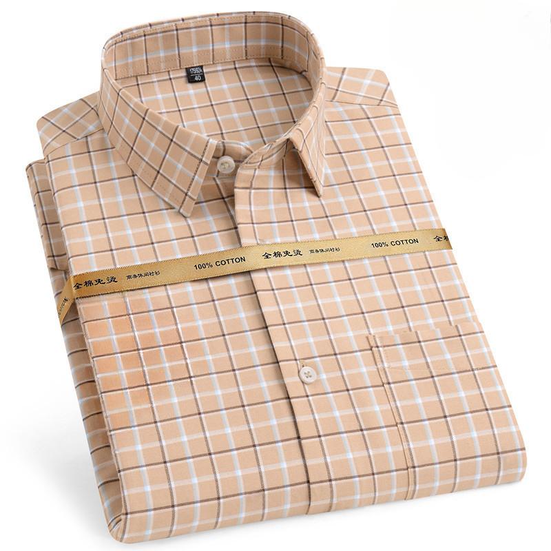 Big Size 11XL 10XL 9XL 8XL 100 Cotton Long Sleeve Shirt for Men Pocket Oxford Striped Casual Shirt Men Long Sleeve Slim Fit