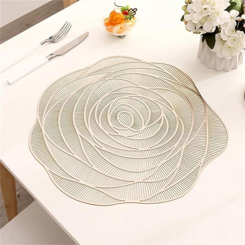 Nordic Style Rose Tableware Pad Placemat Table Mat Flower Heat Insulation Non-Slip Simple Placemats Disc Coaster Placemat
