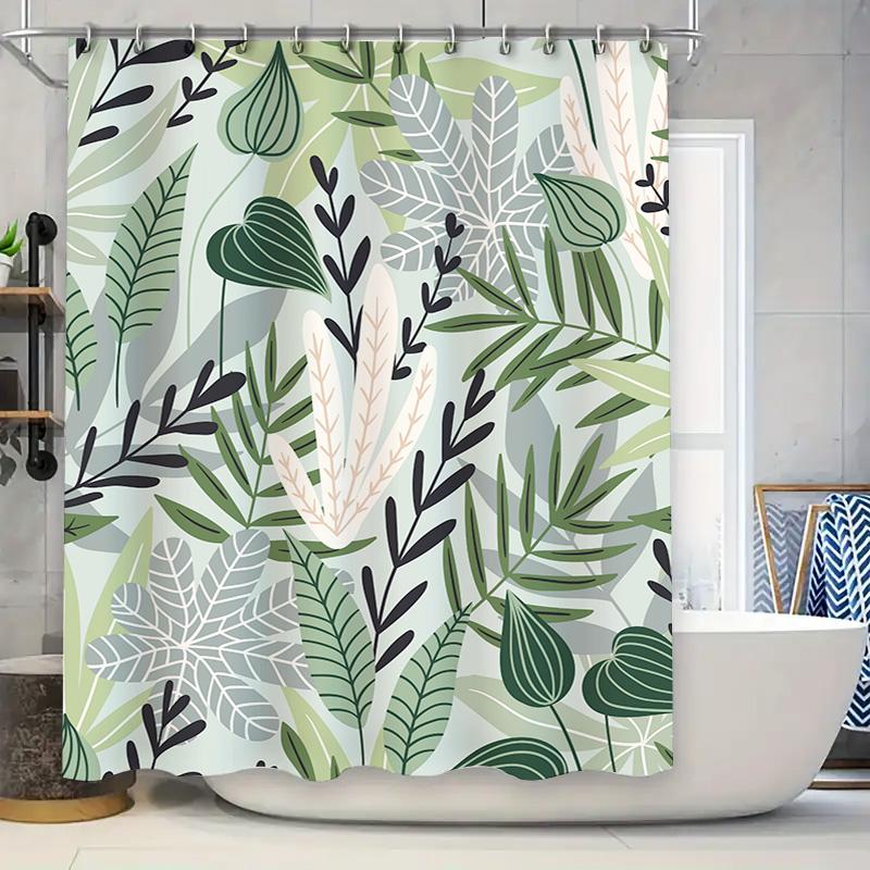 Colorful Floral Bath Curtain Printed Shower Curtain Decorative for Bathroom Home Decoration Set with Hooks (Red Purple Orange Ye