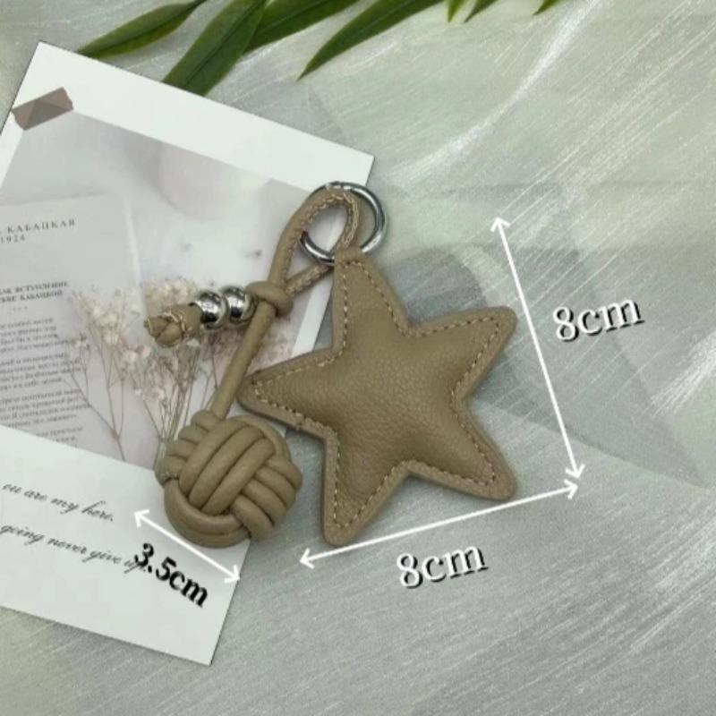 Colorful Five-pointed Star Cotton Woven Rope Leather Pendant New Star Woven Ball Bag Pendant Keychain Creative Small Accessories