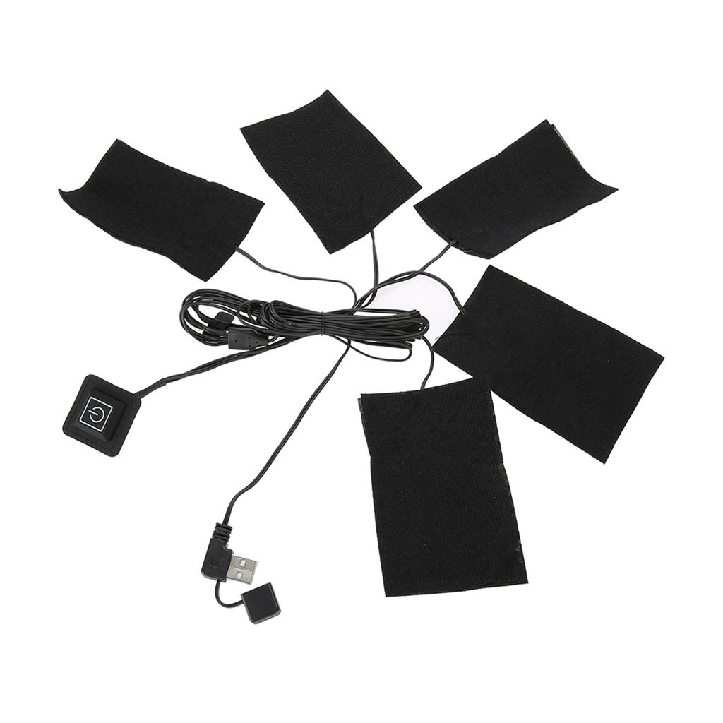 USB Electric Clothes Five Heater Pads Heating Element Adjustable Temperature Warmer Tool