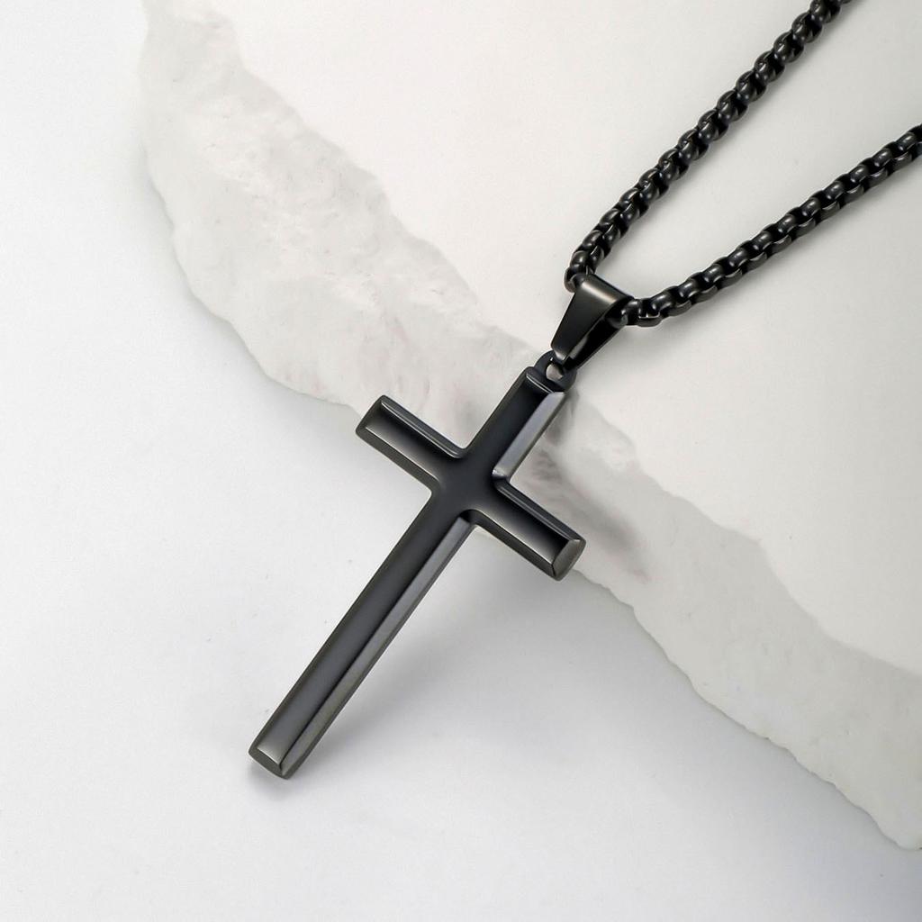 Collier Homme Spiritual Male Minimalism Stainless Steel Necklace Man's Jesus Cross Necklace for Man Collar Hombre