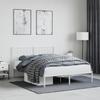 Vidaxl Metal Bed Frame with Headboard, White, 140X190 Cm