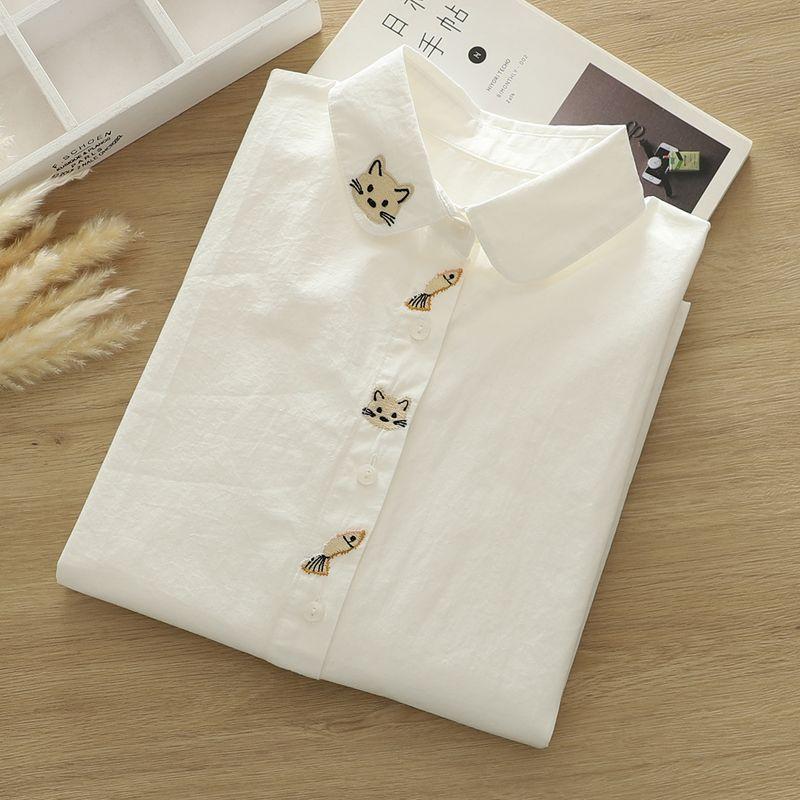 

Подростковая женская рубашка с длинным рукавом, ученица средней школы, чистый хлопок, блузка в студенческом стиле, одежда для старшеклассниц, свежая весенняя одежда, женская