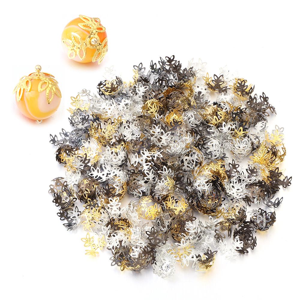 100pcs/Pack Flower Beads Caps Iron Floral Spacer Beads Pendant for Crafts Necklace Earrings Bracelet Jewelry Making Findings