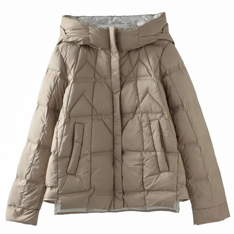 White Duck Down Winter Hooded Down Jacket Women's Winter Casual Loose Thickened Thin Jacket