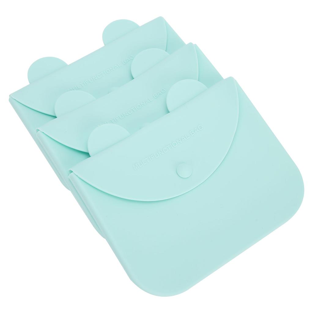 3 Pièces Sac de Rangement pour Masque Buccal Portable Anti-poussière Réutilisable Silicone Étui pour l'Extérieur(Rose )