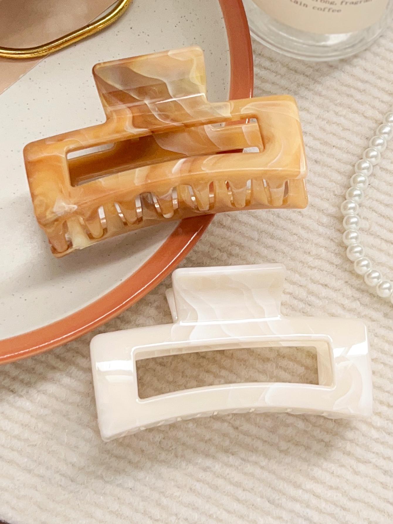 

2 шт. мраморные заколки-краб для густых волос, белые заколки-бананы, волнистые зажимы-подбородки сильная фиксация для женщин