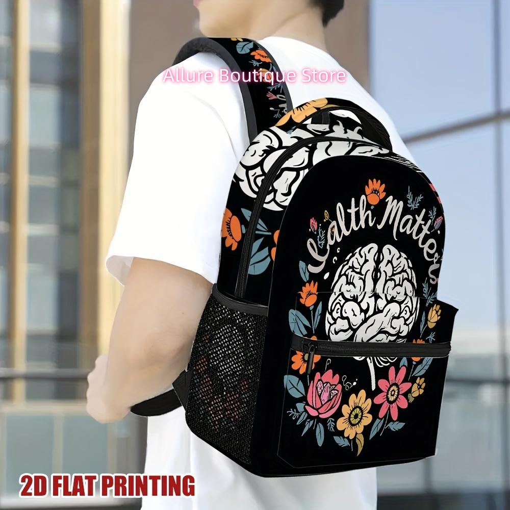 Vibrant Cat Graphic Knapsack - Lightweight, Double-Compartment Design with Closure Closure, Roomy for Journey, Campus, an