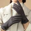Fleece Suede Gloves Windproof Cycling Mittens Vintage Winter Women's Gloves  Girls Gift