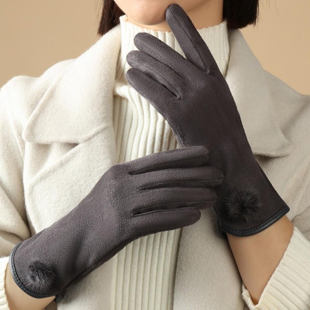 Fleece Suede Gloves Windproof Cycling Mittens Vintage Winter Women's Gloves Girls Gift
