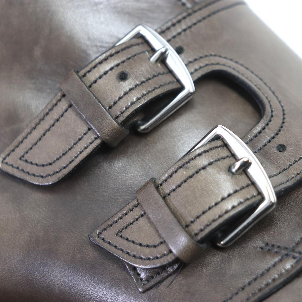 HERMES Ankle boots  Double Monk Leather Shoes Dark brown leather mens 40.5 Used