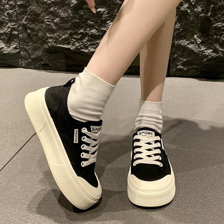 Platform canvas shoes women's 2025 summer new yellow lightweight retro breathable heightening student leisure sports board shoes
