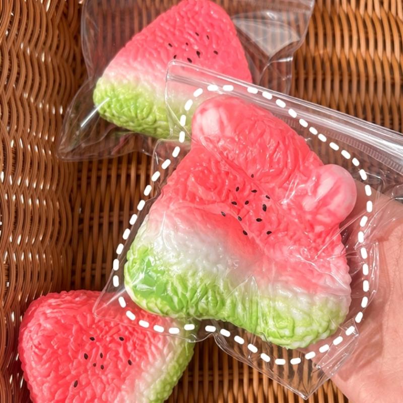 Watermelon Sushi Shaped Squeeze Toy Realistic Soft Food Stress Relief Sensory Fidget Toy for Kids Easter Basket Filler