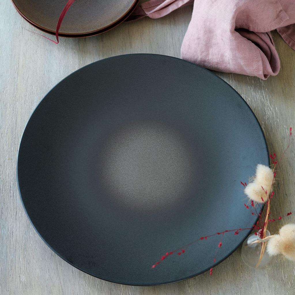 Noritake Coupe Microwave and Dishwasher 1 Fine Porcelain Plate, 28cm, Orridge, Safe, Piece, Black, (Premium White), 10-586J/94921