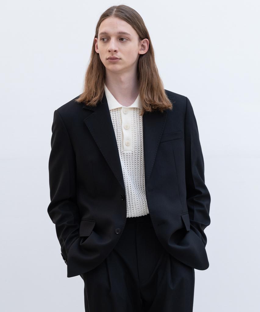Insilence Peak Stitch Wool Blazer Black