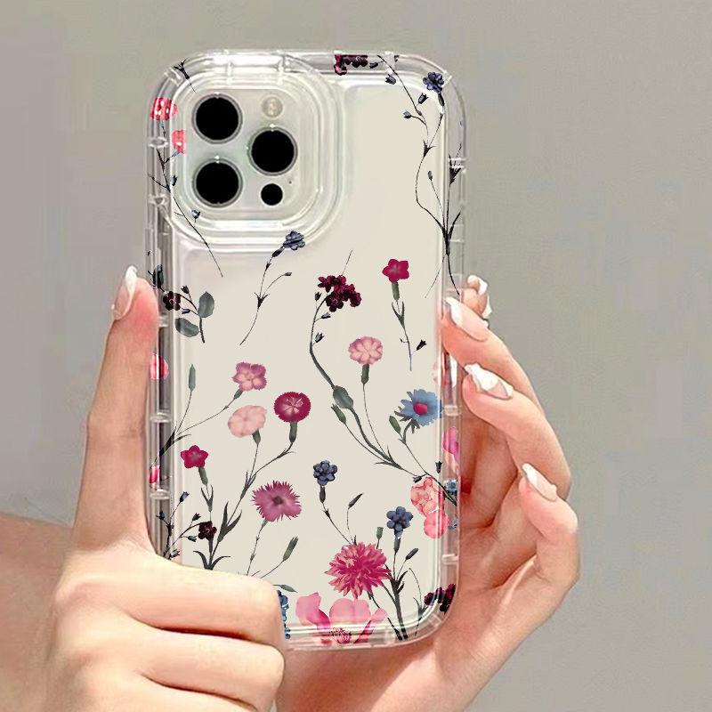 Wildflower branches are suitable for airbags iPhone16promax mobile phone case 15/14 Apple 13/12 factory 11 transparent