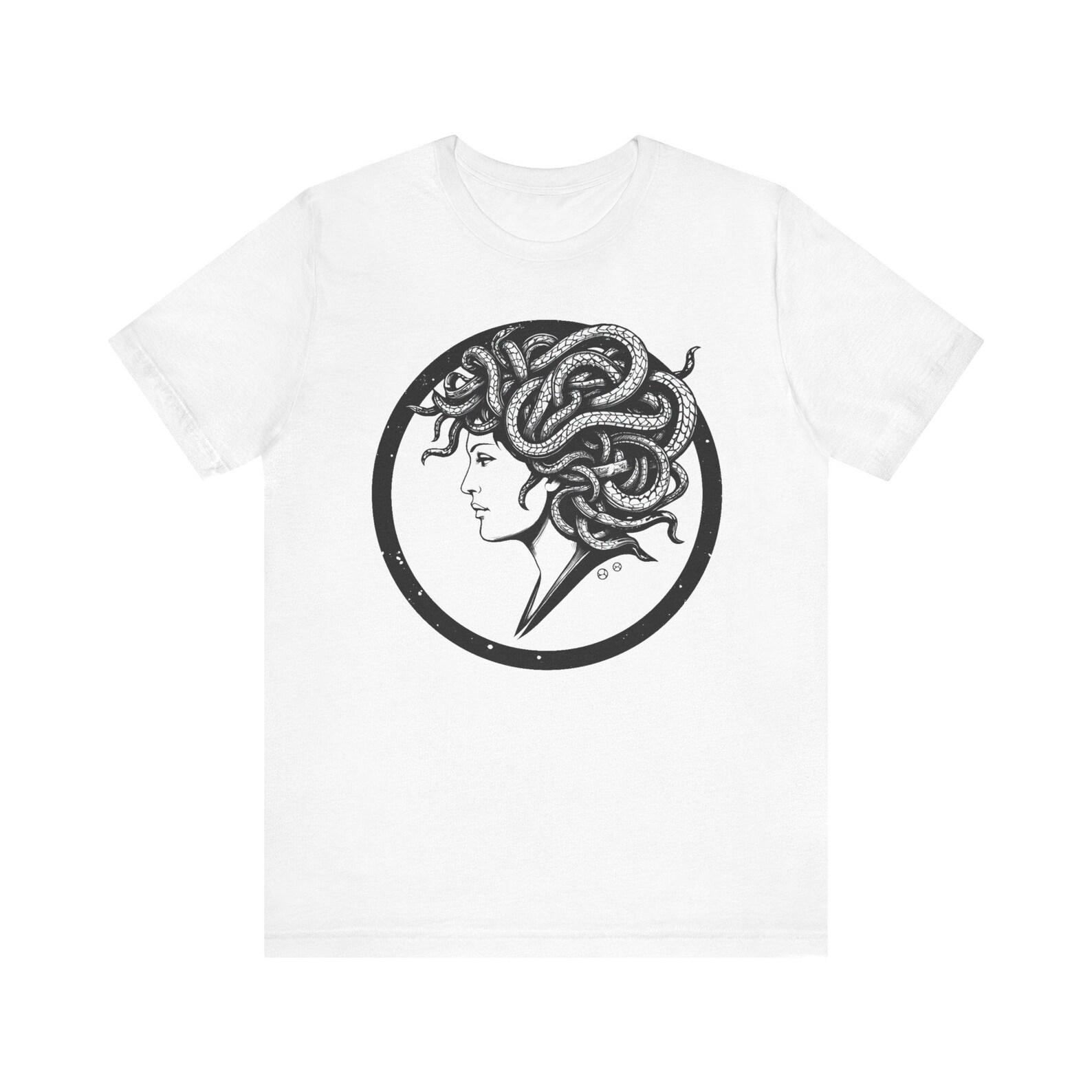 Medusa Head T-Shirt, Greek Mythology Apparel, Aesthetic Streetwear, Minimalist Graphic Tee, Unique Mythology Gift XL