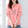 Autumn and Winter Women's Crew Neck Long Sleeves Printing Loose Pullovers Korean Hoodies Fashion Classic Casual All Match Tops