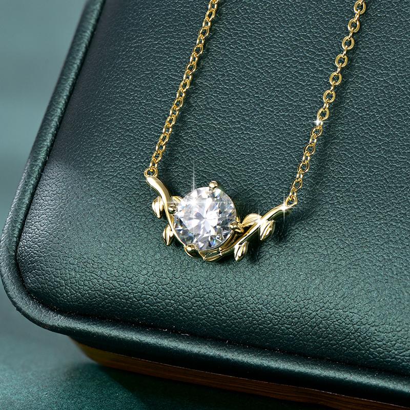 Rrjzz 2Carat Round Cut Solitaire Lab Imitation Diamond Pendant Necklace Moissanite Necklace for Women D Color VVS1 GRA Certified
