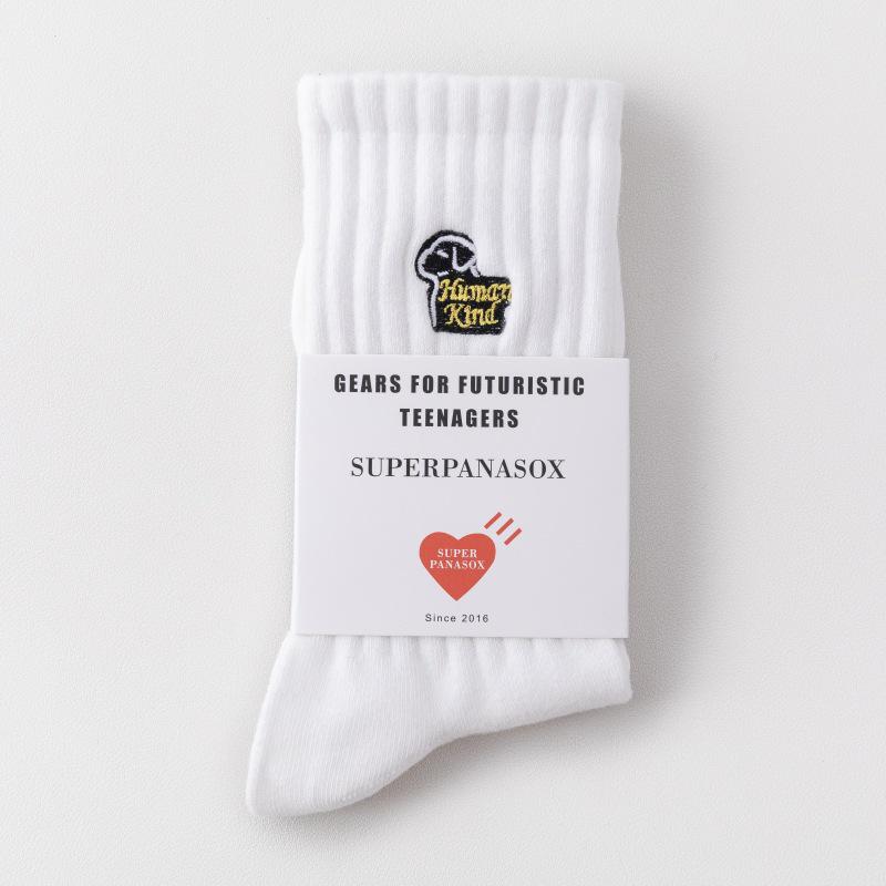 Cityboy Men's Trendy Cartoon Embroidery Mid-Calf Socks - Sweat-Absorbing Sport Socks for Autumn & Winter