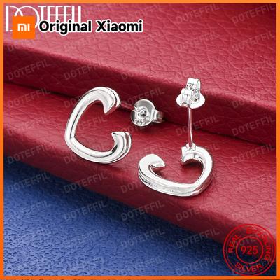 925 Sterling Silver Simple Heart Stud Earrings for Women Party Wedding Accessories Elegant Jewelry