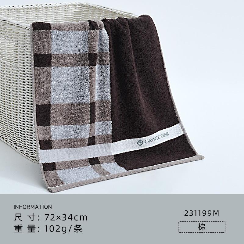 

Полотенце бренд горячее тиснение чистый хлопок не линяющая вышивка подарок 72*34cm 102g коричневый