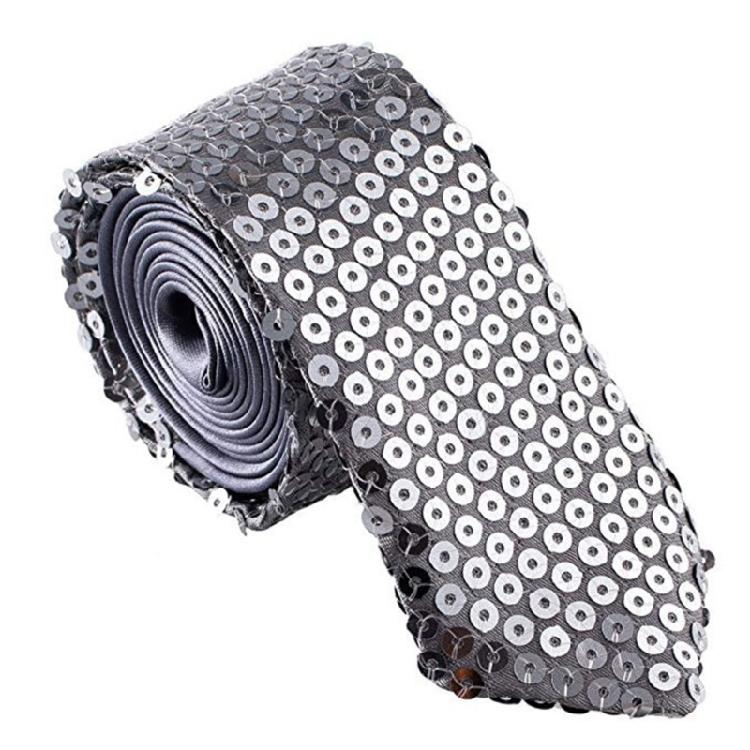 Shining Neck Tie for Stage Show Sparkling Sequined Tie Adjustable Tie Formal Event Tie for Nightclub Music Festival