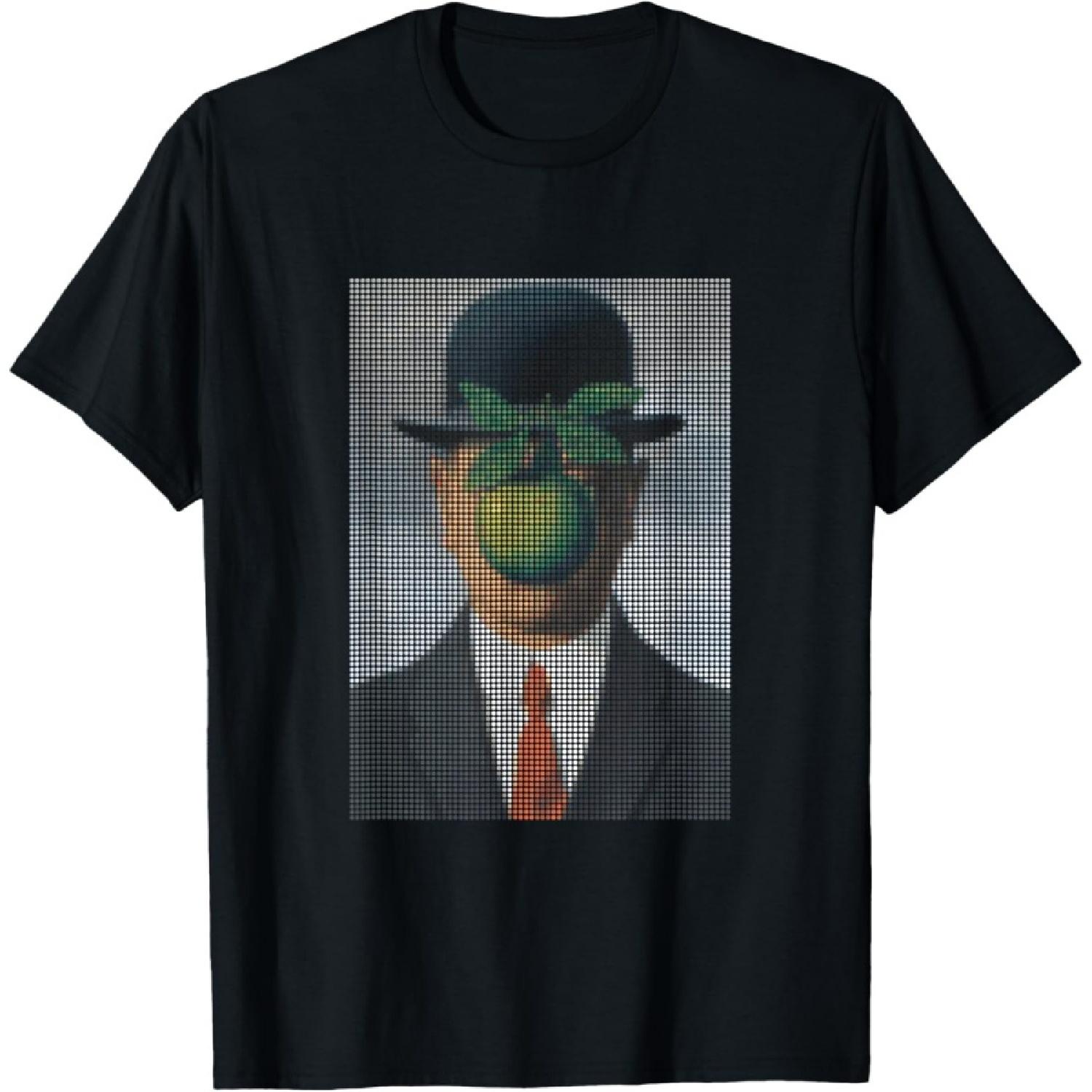 The Son of Man, Pixel Art T-shirt _ Rene Magritte Tee T-Shirt S чёрный