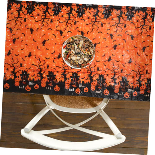 OUNONA 2-teilige Halloween-Tischdecke mit hängenden Wirbeln, perfekt für Heimtischdecken, Halloween-Partys und Halloween-Dekoration, Kunststoff-Hintergrund