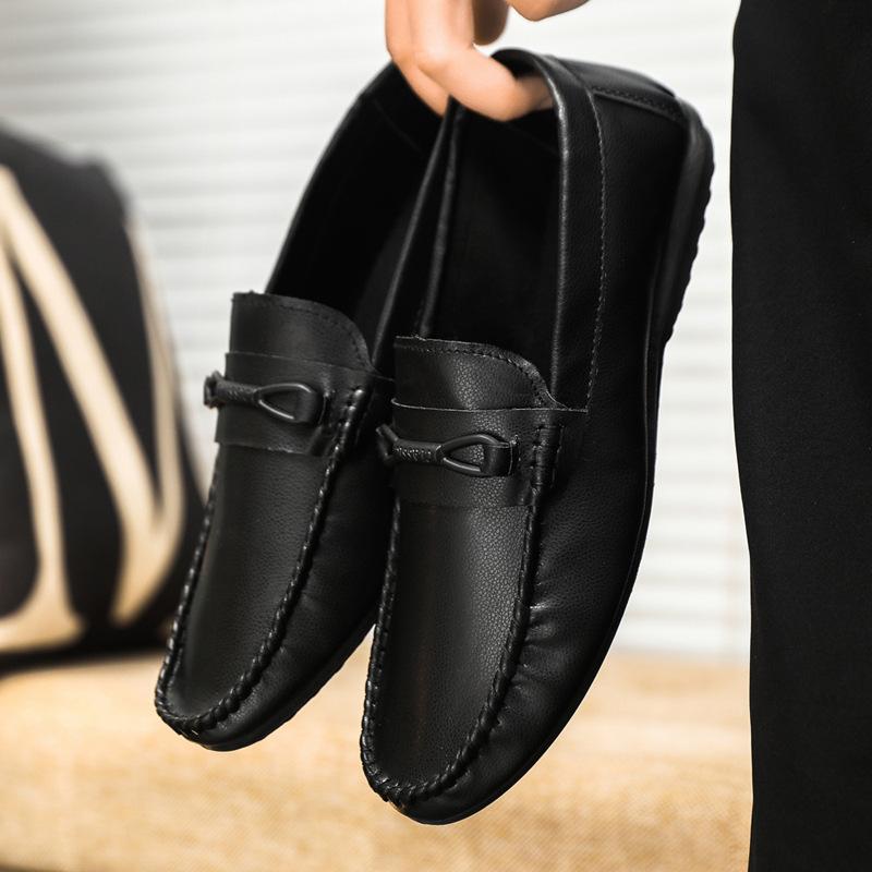 Pánské jarní a letní boty nízké Doudou boty univerzální ležérní boty prodyšné kožené boty černé pracovní boty na jeden pedál