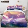 Unicorn Beding Set 3D Print White Horse Soft Duvet Cover Set Pink Background King Quen Ful Twin Sized Dimensions For Children Kids Ten Warm Comforter