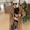 Women's Longhorn Button Lamb Wool Coat - 2023 Autumn/Winter, College Style, Warm, Hooded
