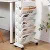 5/6 Layers Bookshelf On Wheels Large Capacity Book Storage Rack Movable Book Shelf  Student Use
