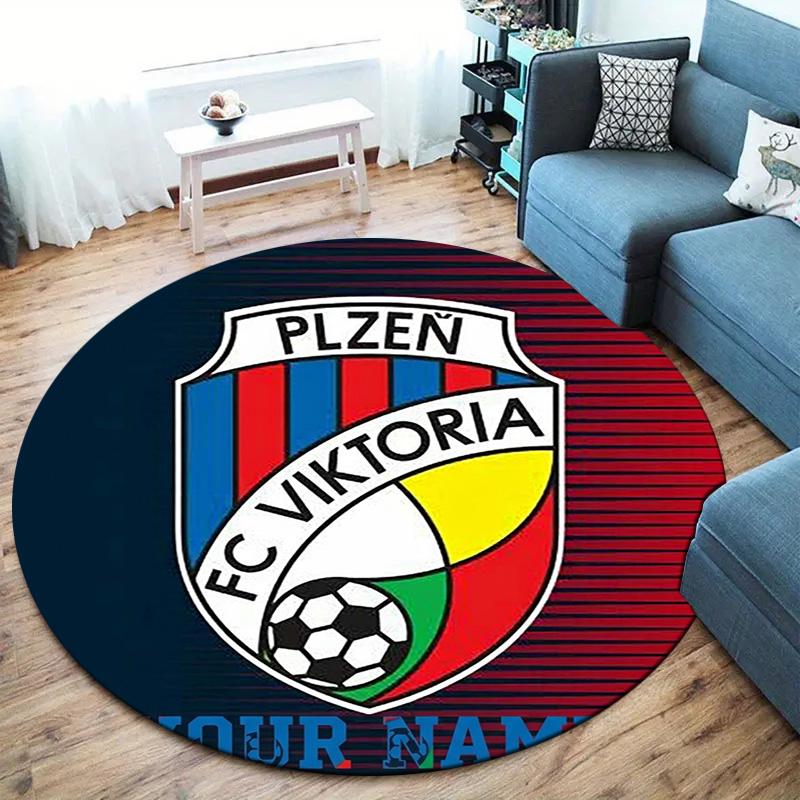 Fc Viktoria Crest Custom Name Round Area Rug Carpet Rug For Living Room Bedroom Sofa Playroom Decor Nonslip Floor Mat