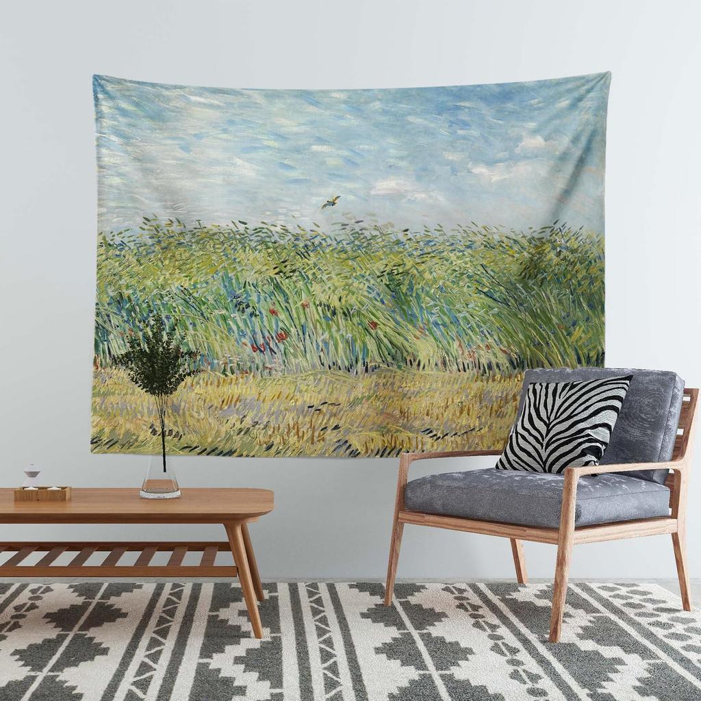 Nature Landscape Tapestry Wall Hanging Meadow Field Boho Decor Art Polyester Print for Living Room Bedroom Home Wall Decor