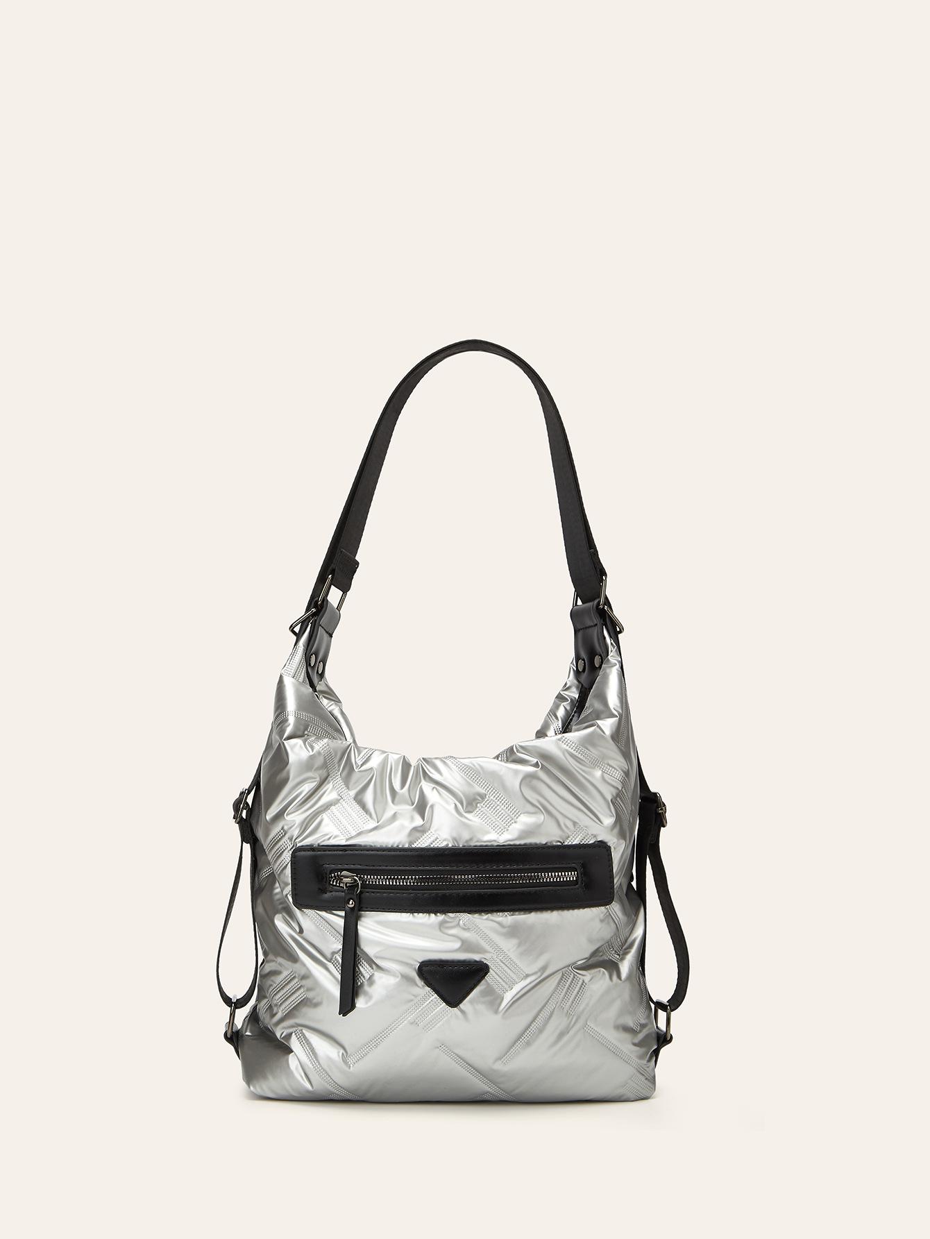 

Bag women s new fashionable large-capacity shoulder tote bag going out leisure commuting messenger bag срібний