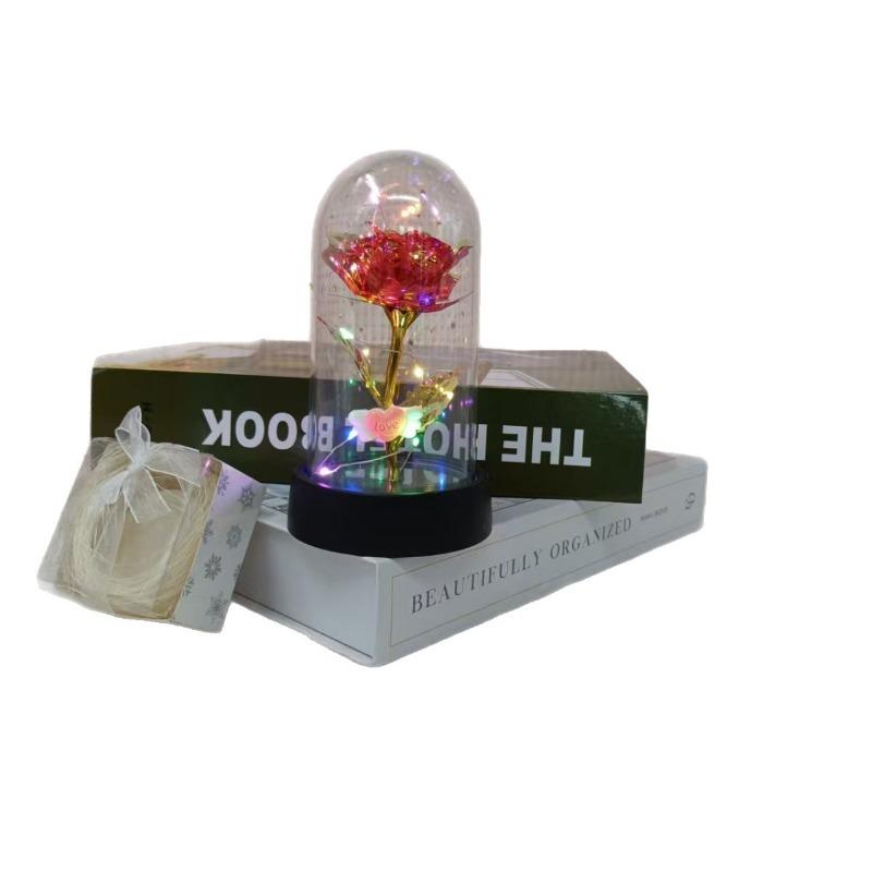 Artificial Rose Flowers Valentines Day Gift for Girlfriend Eternal Rose LED Light Foil Flower Wedding Decor Christmas Gifts