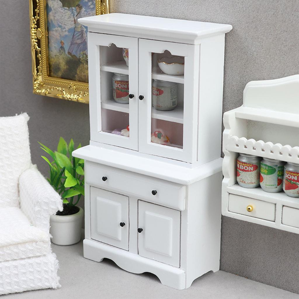 Antique Miniature Cabinet For 1/12 Doll House Room Furnishing with Functional Storage Drawer Scene Display Accessory