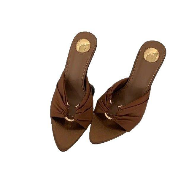 [Youshilai] 2025 Sommer-Mode Zehenoffene Sandalen im Kaiserin-Stil mit Fächer-Design, Europäisches und Amerikanisches Temperament, Metall-Schnalle, Hohe Absätze